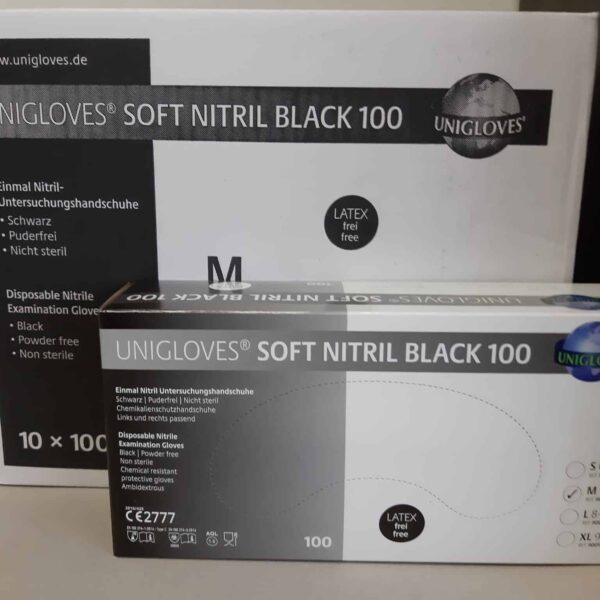 Unigloves handschoenen soft nitril black  100 stuks  1 doosje