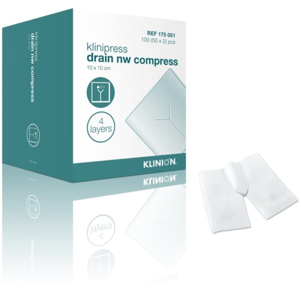 Klinion nw draincompres  splitkompres  10 x 10 cm 4 lagen 50x 2 st.
